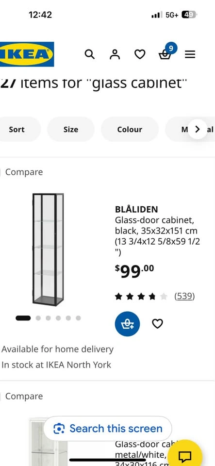 IKEA glass black cabinet light included - photo 3