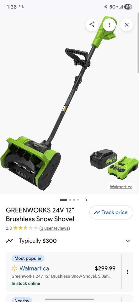 Greenworks 24V 12" Brushless Snow Shovel w/ Battery - photo 2