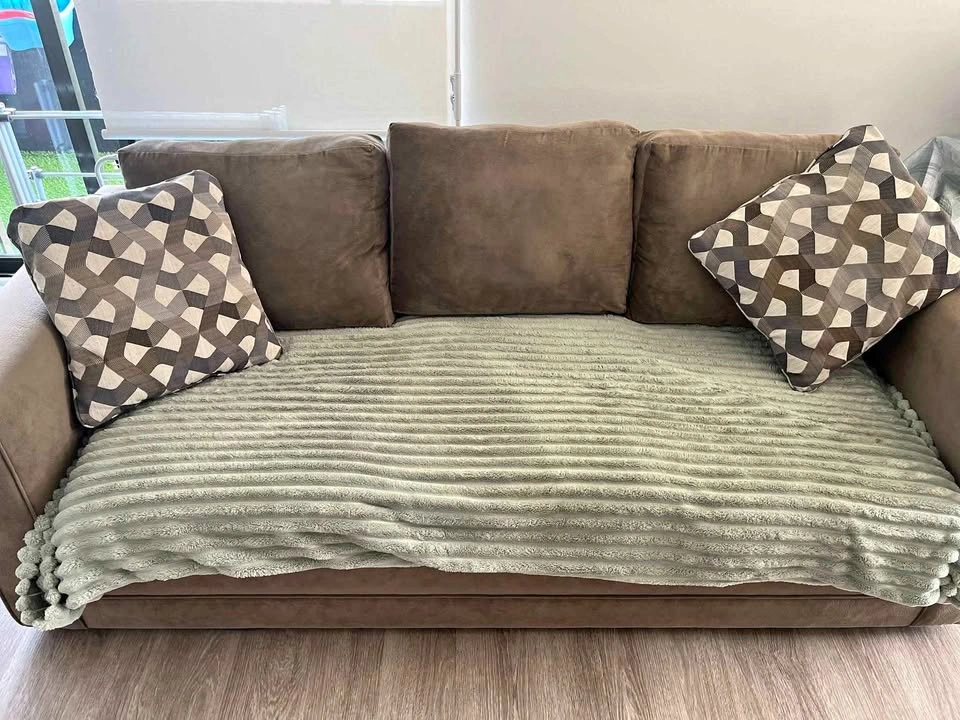 Brown Three-Seat Sofa