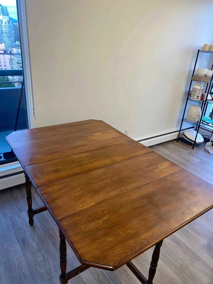 Vintage Wood Drop-Leaf Dining Table