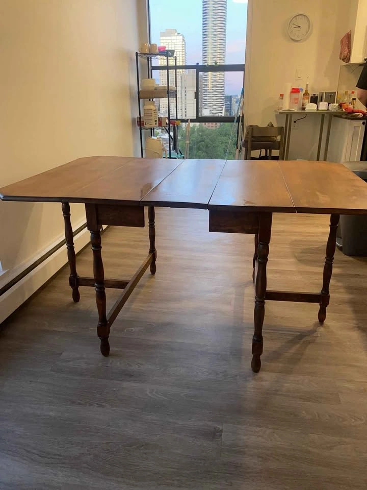 Vintage Wood Drop-Leaf Dining Table - photo 2