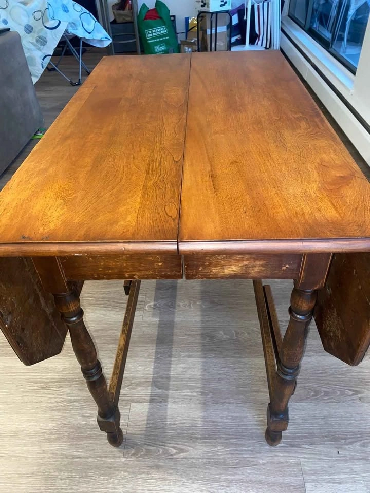 Vintage Wood Drop-Leaf Dining Table - photo 3