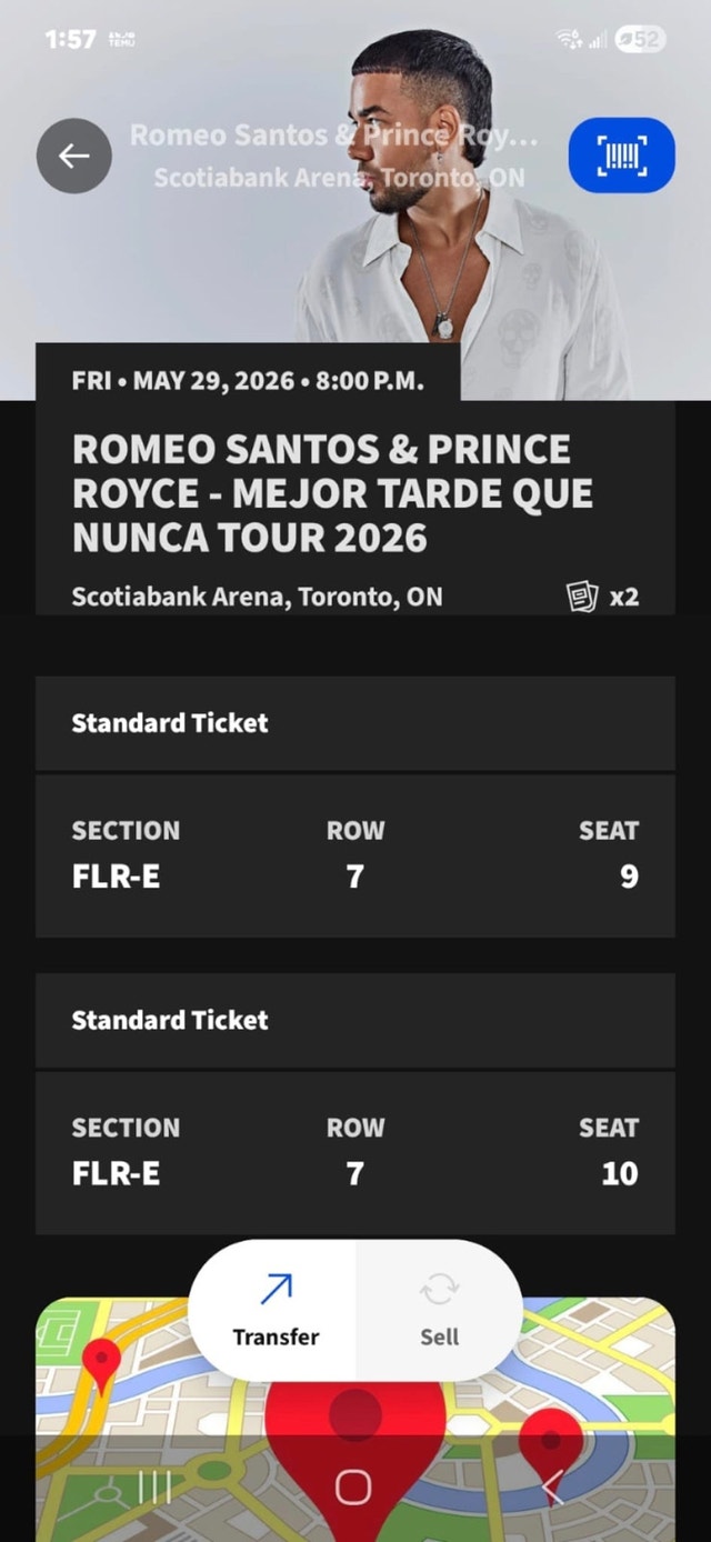 Romeo Santos & Prince Royce 2 Floor Tickets Toronto