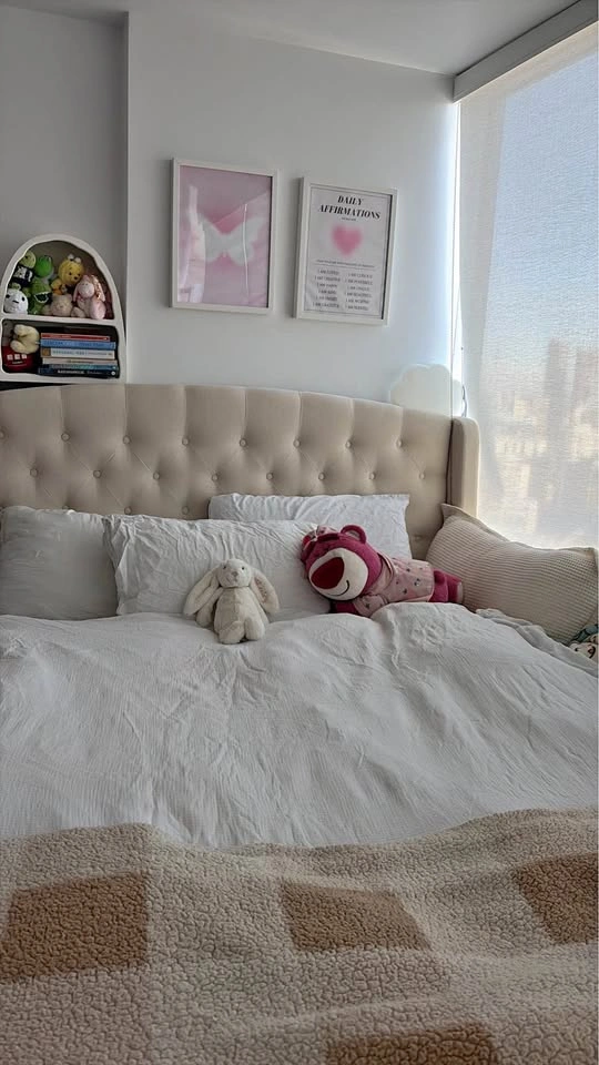 Structube queen beige bed frame