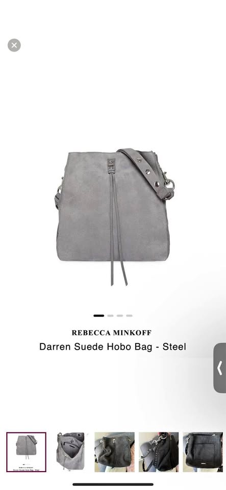 REBECCA MINKOFF Darren Suede Hobo Bag - dark gray