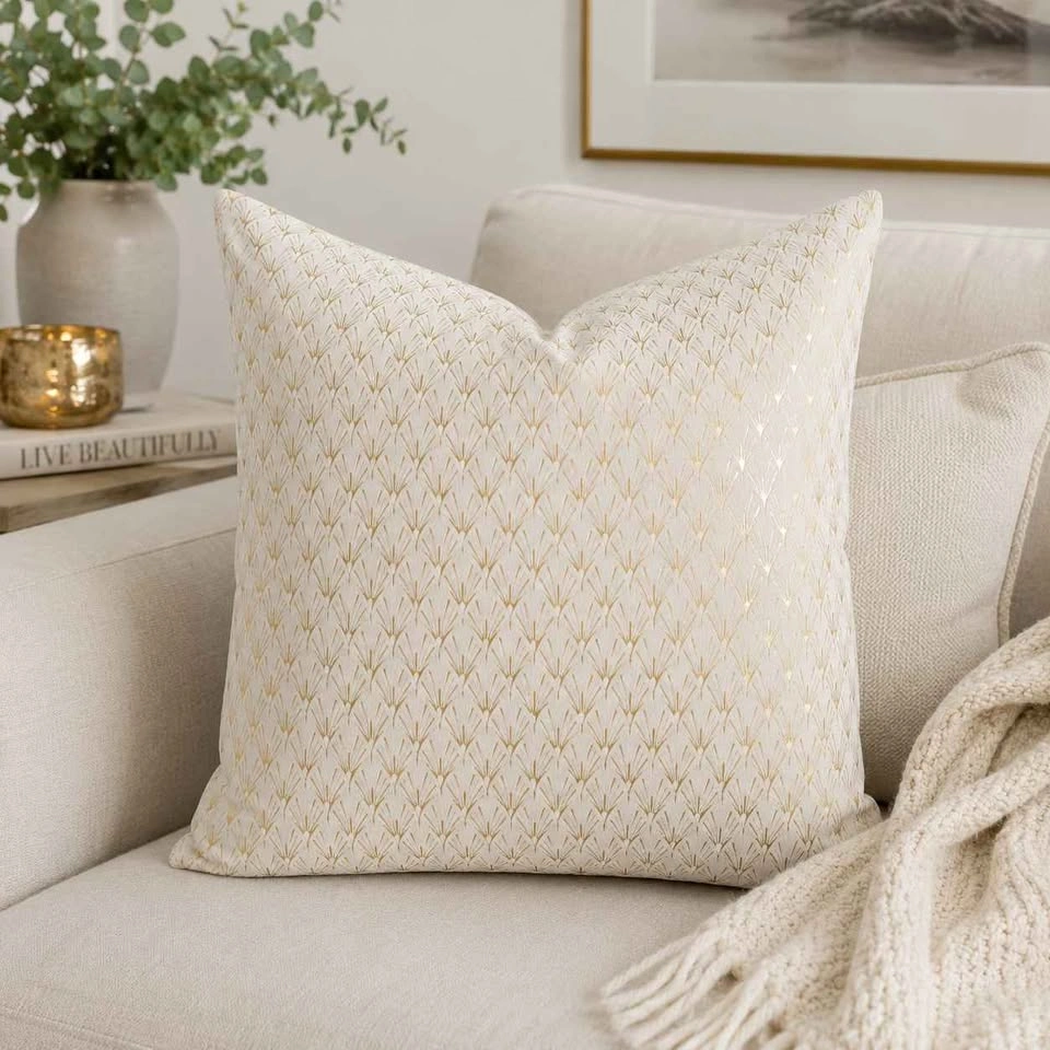 H&M HOME White Gold Art Deco Throw Pillow Cover 20” x 20” - photo 3