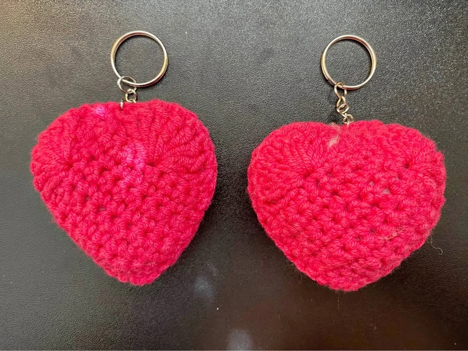 Crochet Heart Key chain ❤️💛🩷