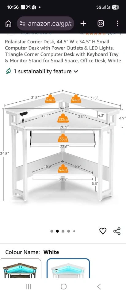 LED corner work desk - photo 4
