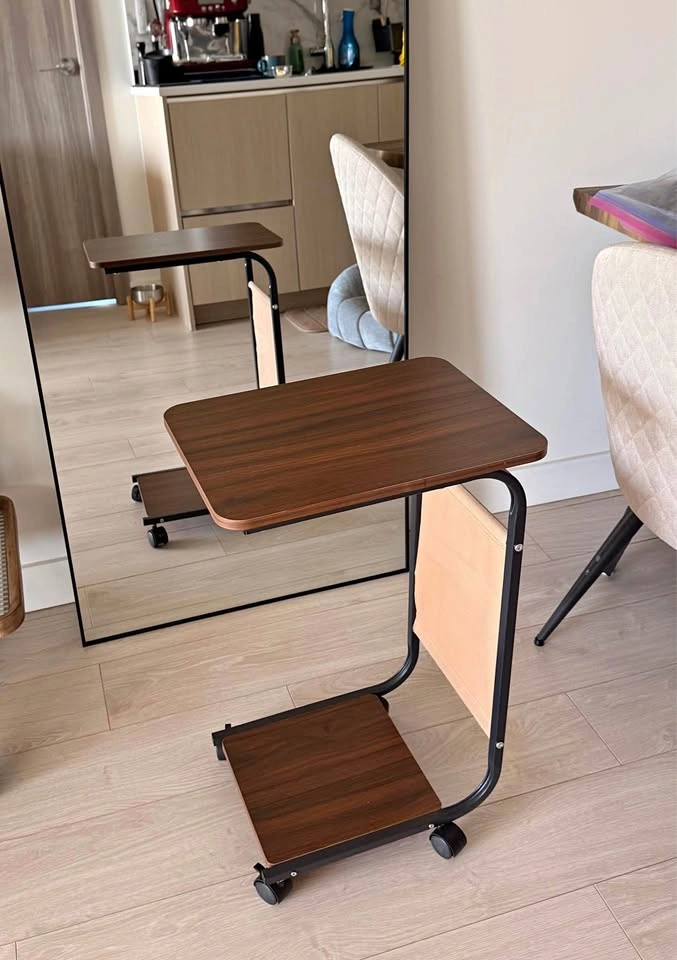 Compact Side Table / Laptop Desk with Storage & Wheels