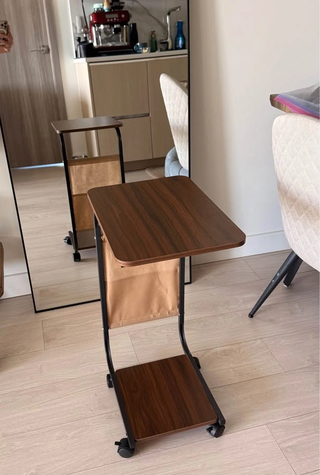 Compact Side Table / Laptop Desk with Storage & Wheels - photo 2