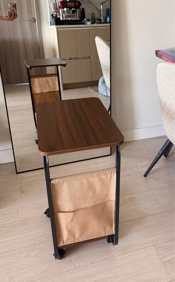 Compact Side Table / Laptop Desk with Storage & Wheels - photo 3