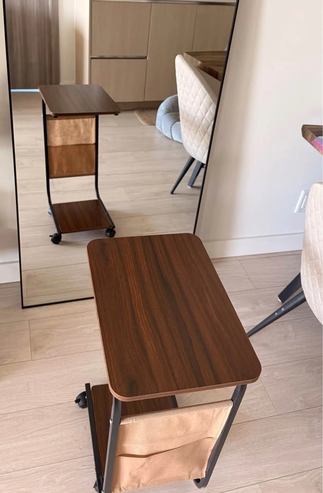 Compact Side Table / Laptop Desk with Storage & Wheels - photo 4