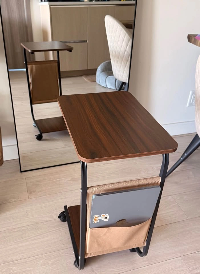 Compact Side Table / Laptop Desk with Storage & Wheels - photo 5