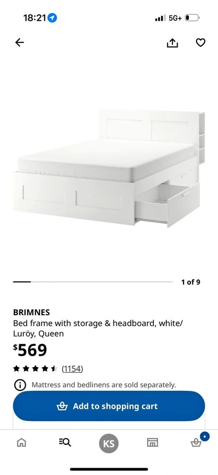Brimnes Queen Bed Frame with Headboard