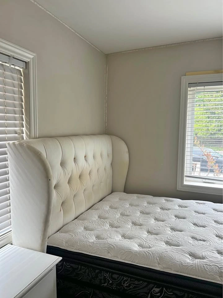 Double/Full Size White Upholstered Bed Frame