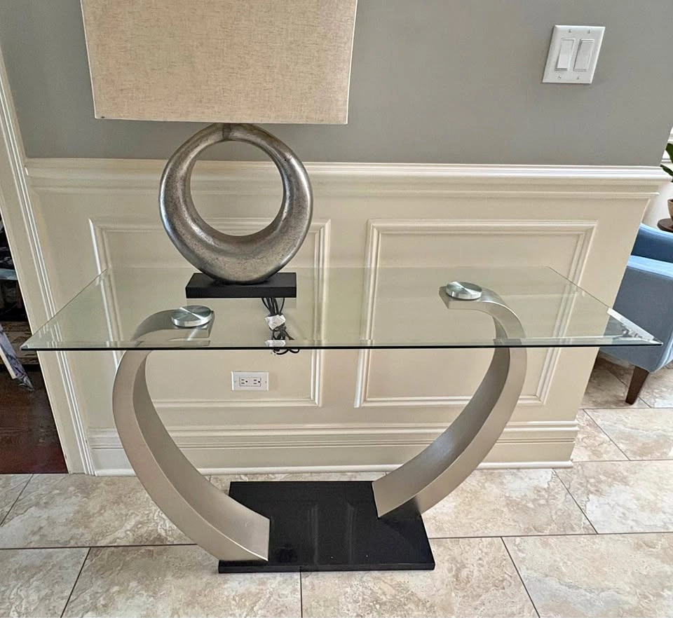 Contemporary Sculptural Glass Console Table