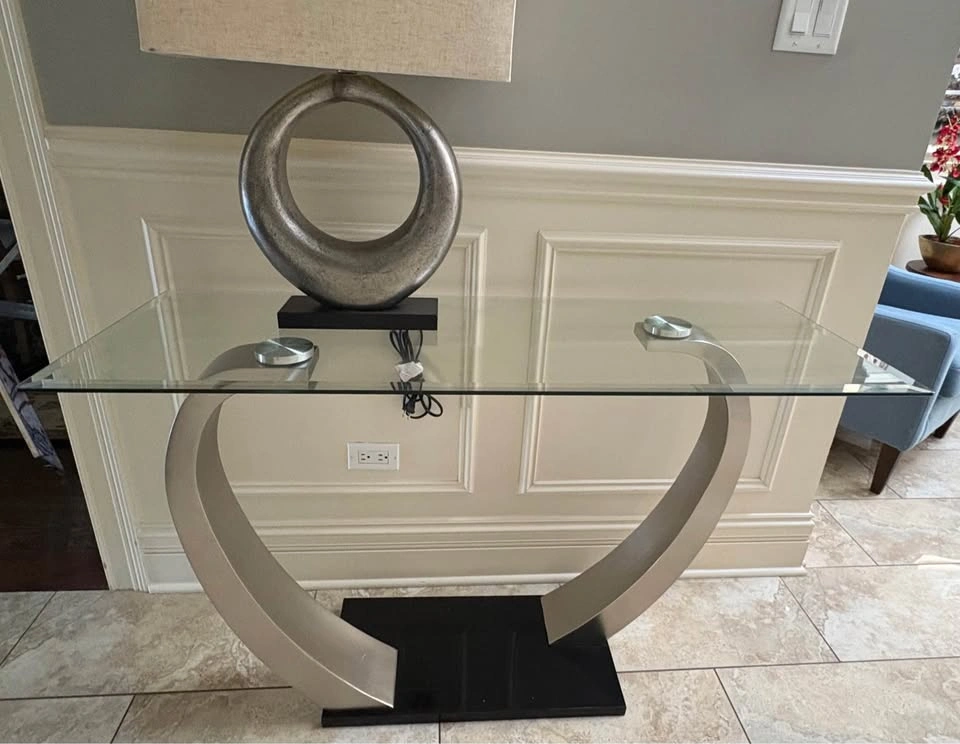 Contemporary Sculptural Glass Console Table - photo 2