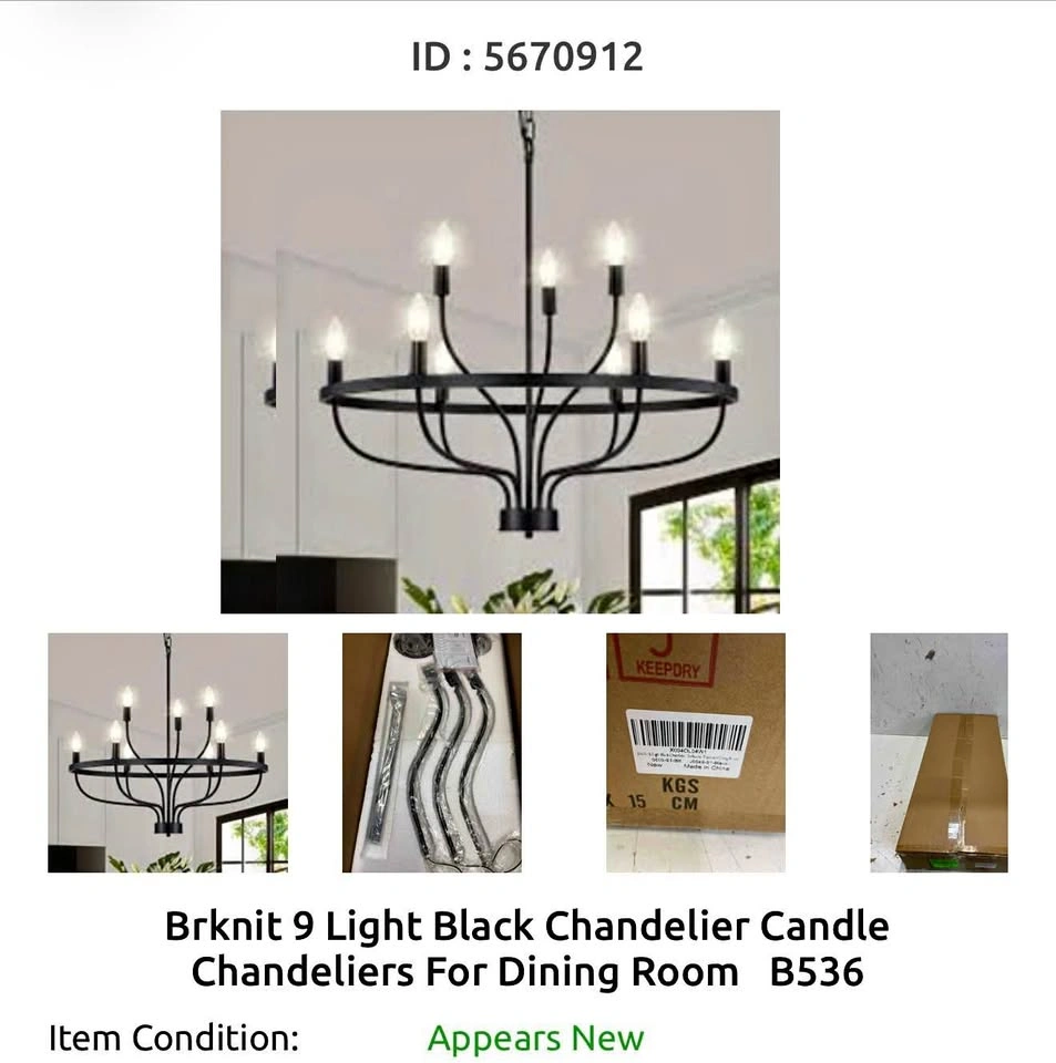 Brknit 9 Light Black Chandelier