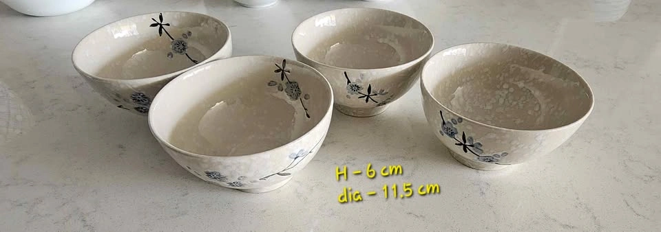 Set of 4 Floral Ceramic Bowls