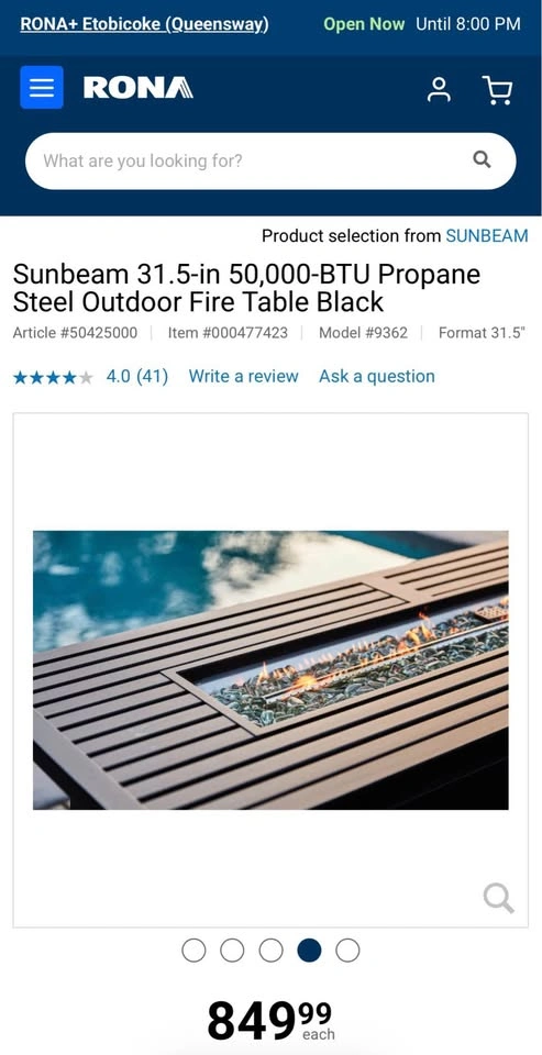 Sunbeam 31.5-in 50,000-BTU Propane Outdoor Fire Table - photo 2
