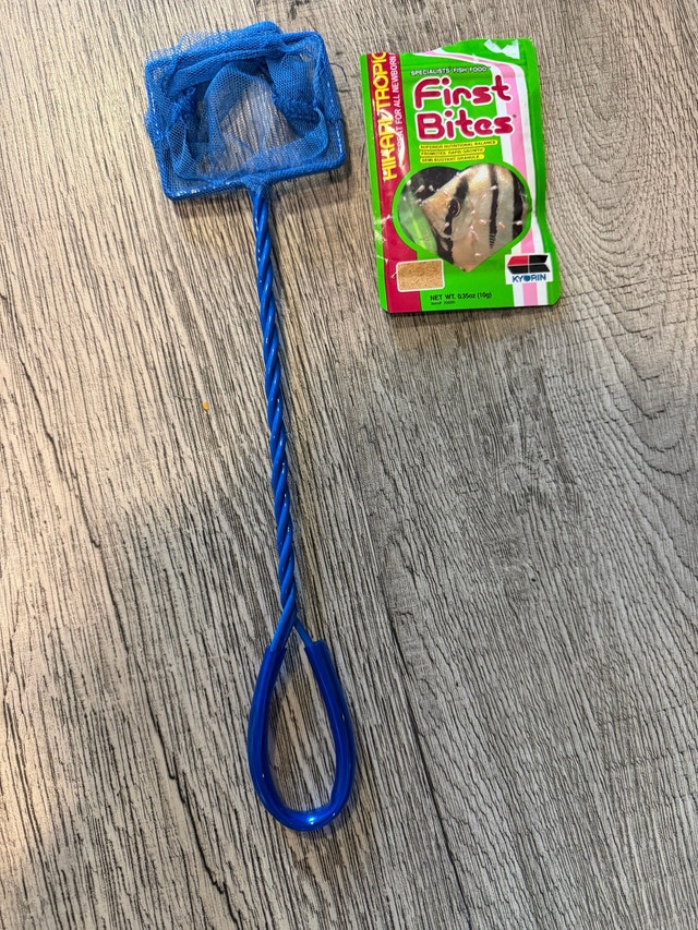Fish food and net