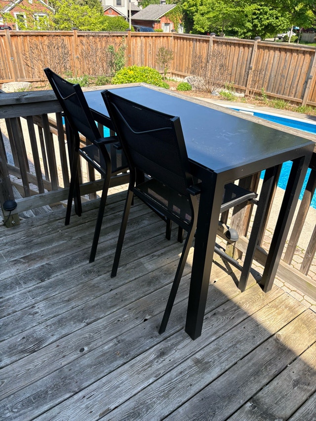 Black Bistro Patio Set - High Table + 2 Chairs