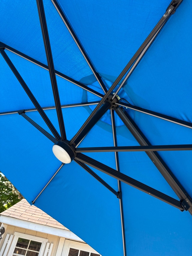 Blue Cantilever Patio Umbrella with Stone Base - photo 3