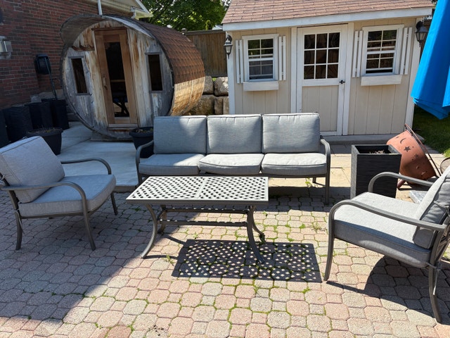 Patio Furniture Set - 3-Seater Sofa, 2 Armchairs + Coffee Table
