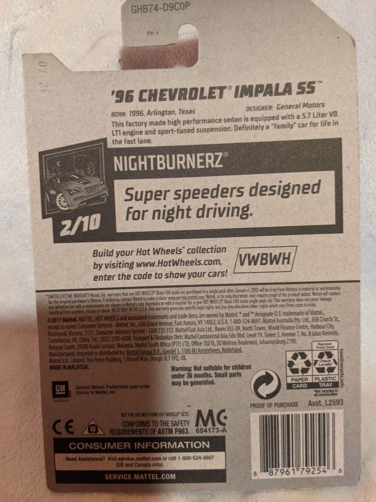 Hot Wheels 1996 Chevrolet Impala SS Nightburnerz - photo 4