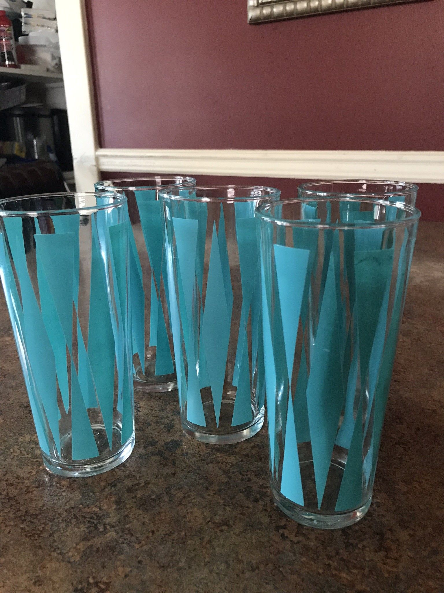 Vintage Mid Century Atomic Tumblers (5) Turquoise - photo 2