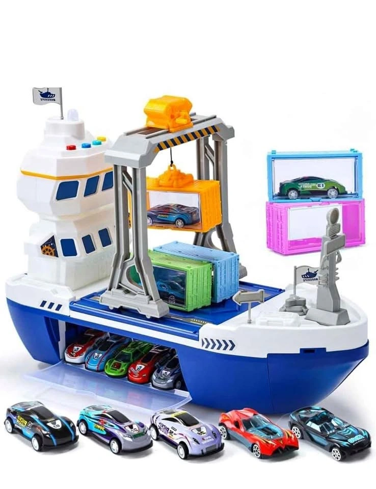Brand New Toy Cargo Ship with Cars Set for Kids 3+