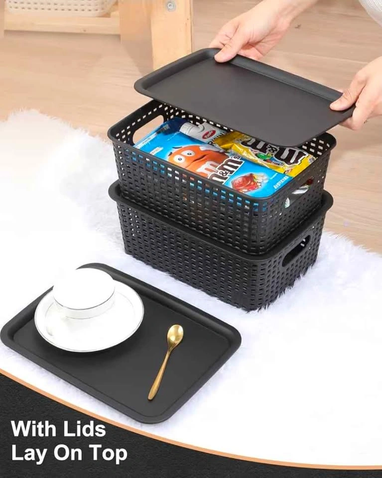 8 Pack Grey Storage Baskets with Lids - photo 2