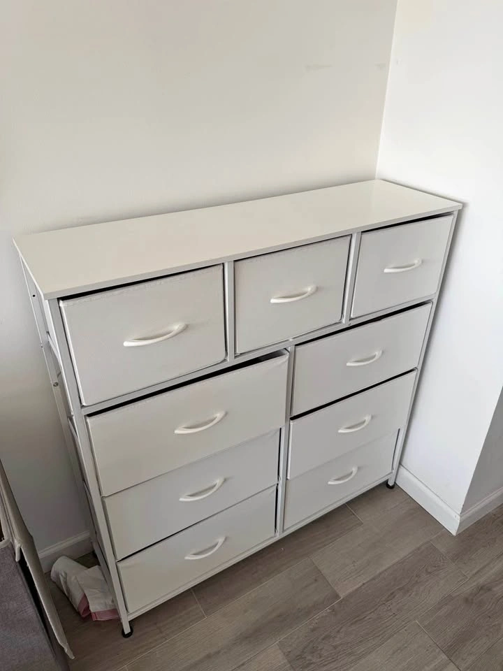 WLIVE 9-Drawer Fabric Dresser Storage Tower - White
