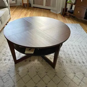 Stylish Round Coffee Table – Dark Brown