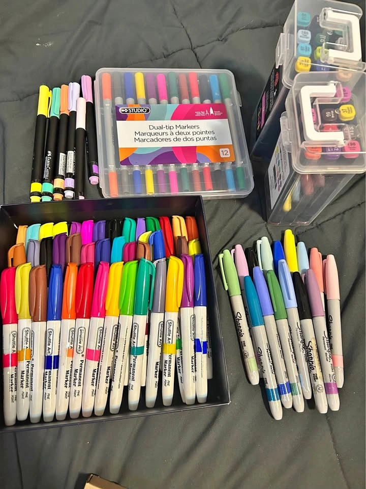 Assorted Marker Lot (100) - Faber-Castell, Studio, Shuttle Art,