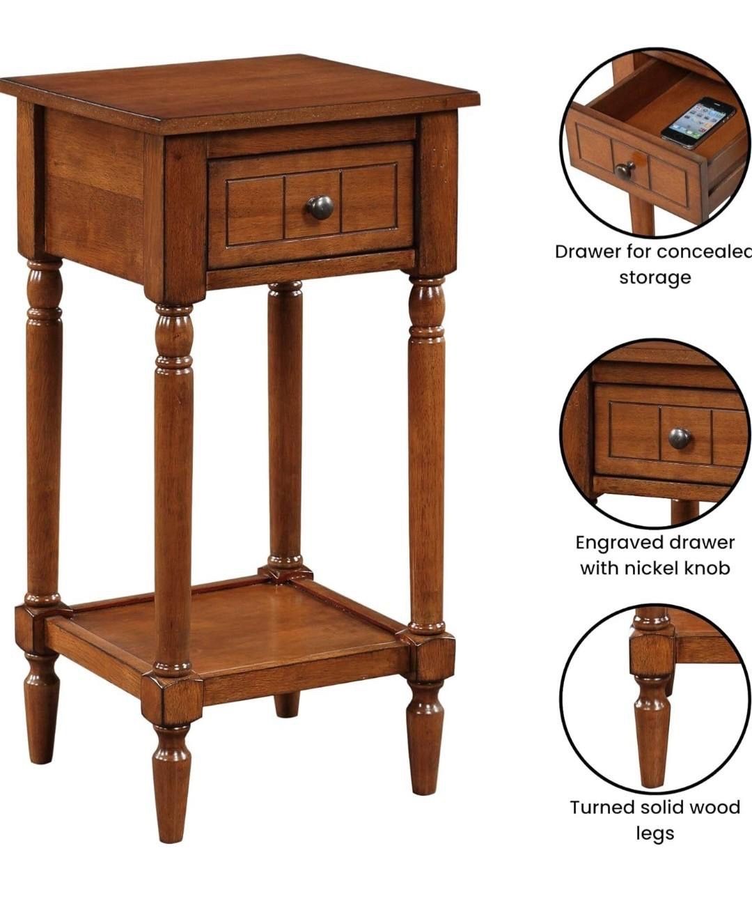 Wood accent table with drawer and shelf - photo 2