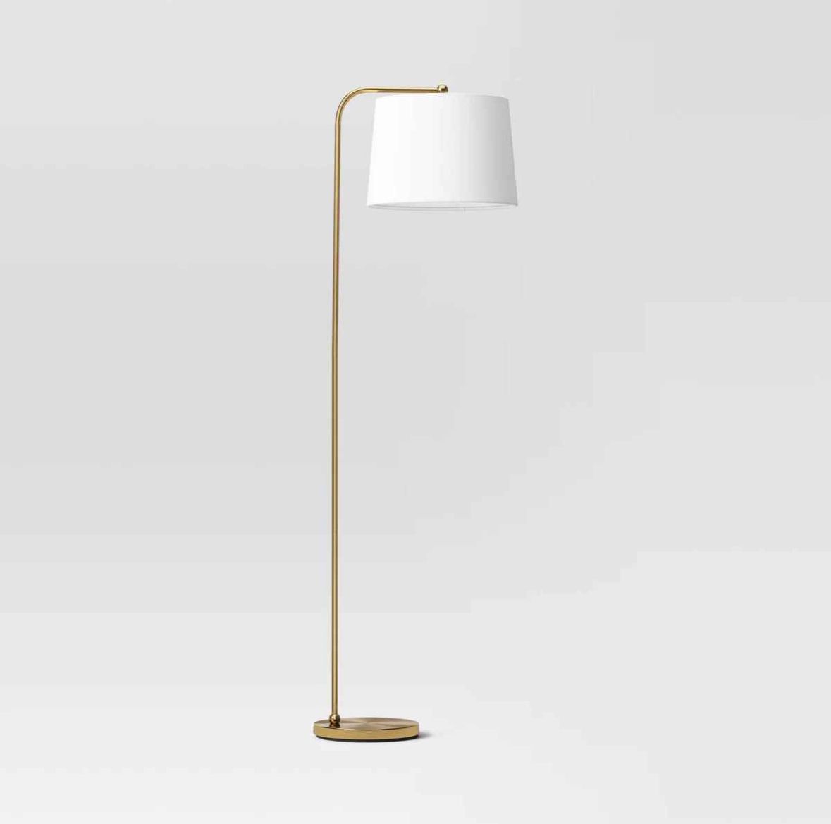 Downbridge Floor Lamp with White Shade - Brass Finish - photo 2