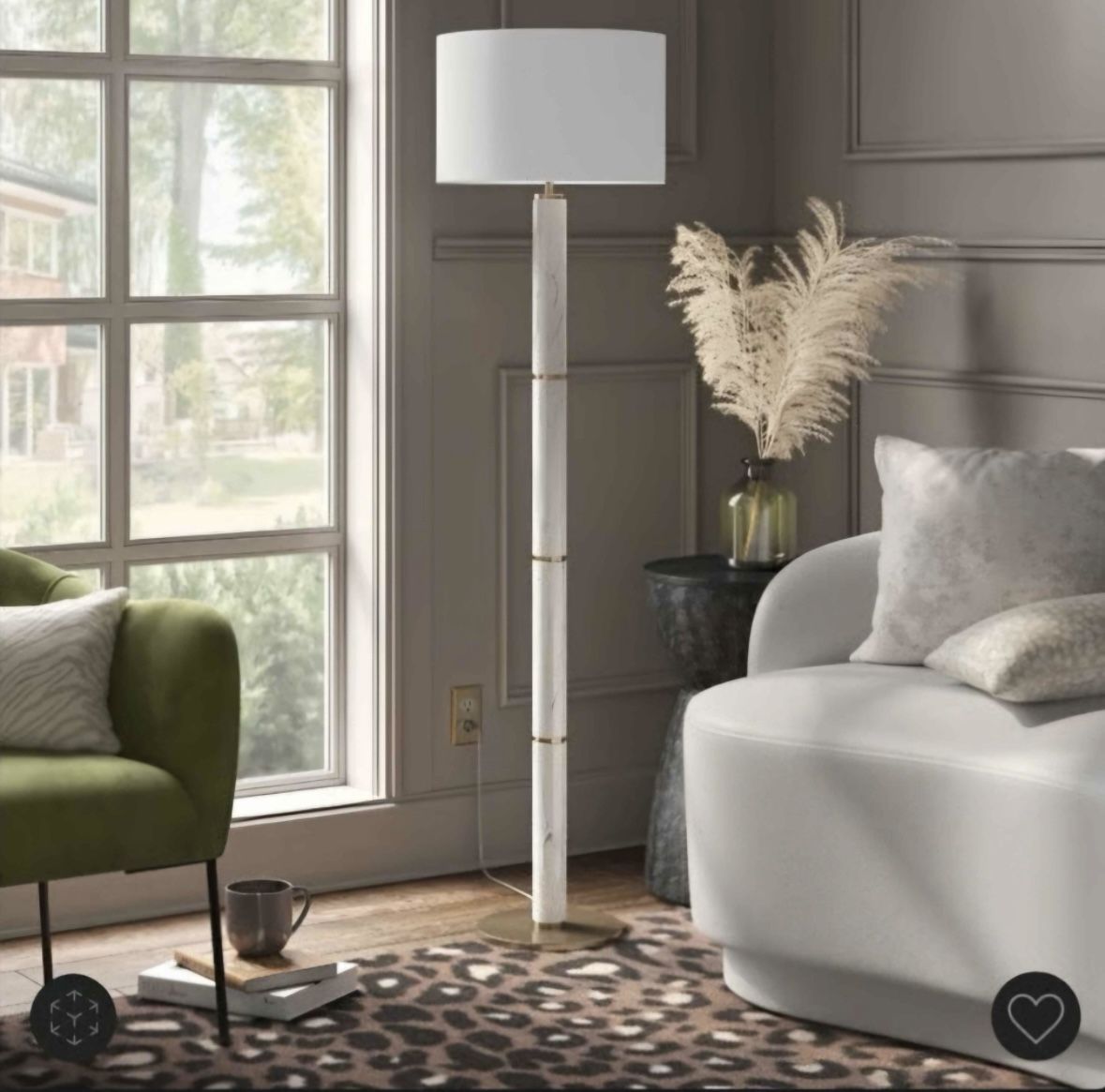 New Faux Marble Stick Floor Lamp