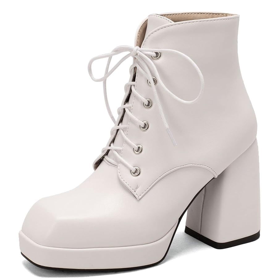 Block heel ankle boots, square toes, chunky heels