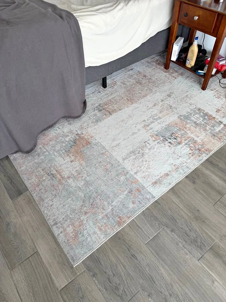 Abstract Area Rug – 8x10, Beige / Grey / Blush