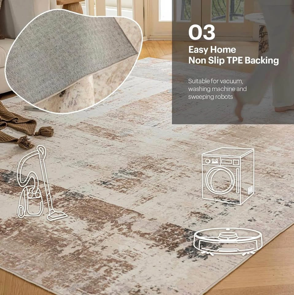 Abstract Area Rug – 8x10, Beige / Grey / Blush - photo 4