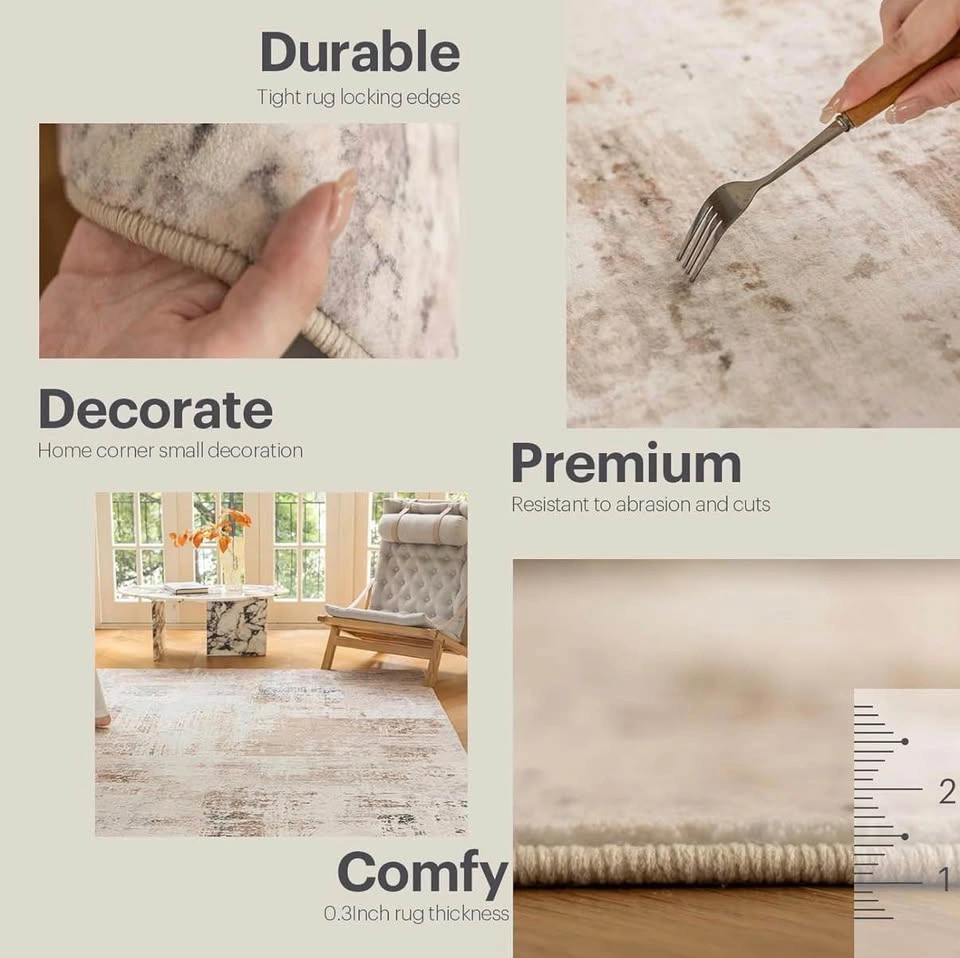 Abstract Area Rug – 8x10, Beige / Grey / Blush - photo 5