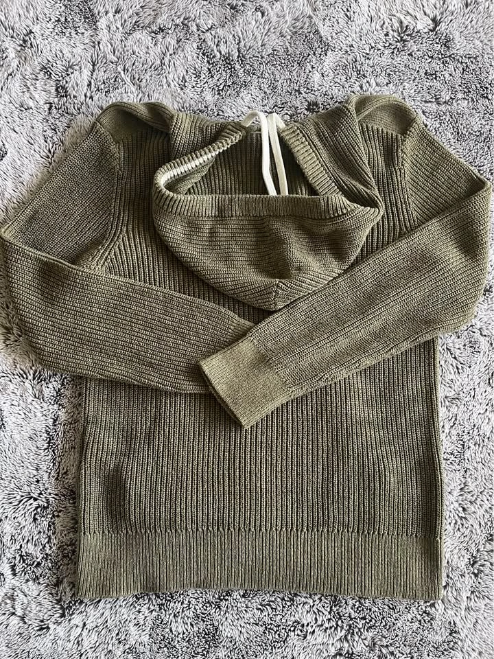Roots Olive Green Cotton Cable Knit Hoodie - Like New! Mens Medi - photo 3