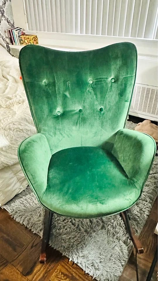 Green velvet rocking chair