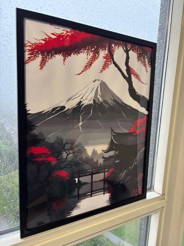 Japanese Landscape Mount Fuji Red Tree Wall Art - photo 4