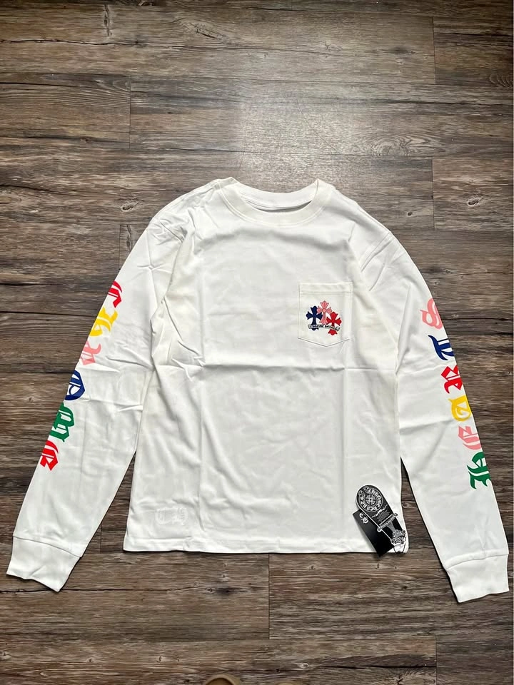 Chrome Hearts Multi Color Cross Long Sleeve Pocket Tee