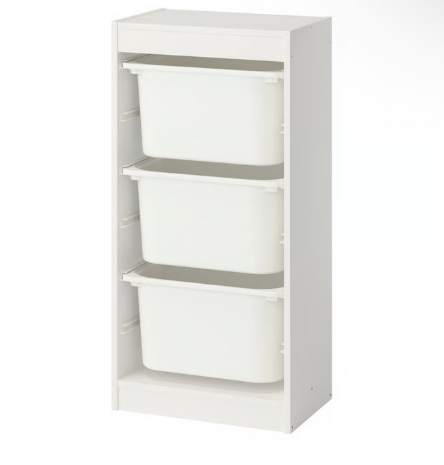 White IKEA Trofast Toy Organizer with 3 Bins