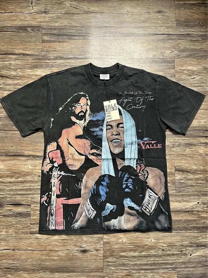 Vale USA Muhammad Ali vs Jesus Graphic T-Shirt Medium