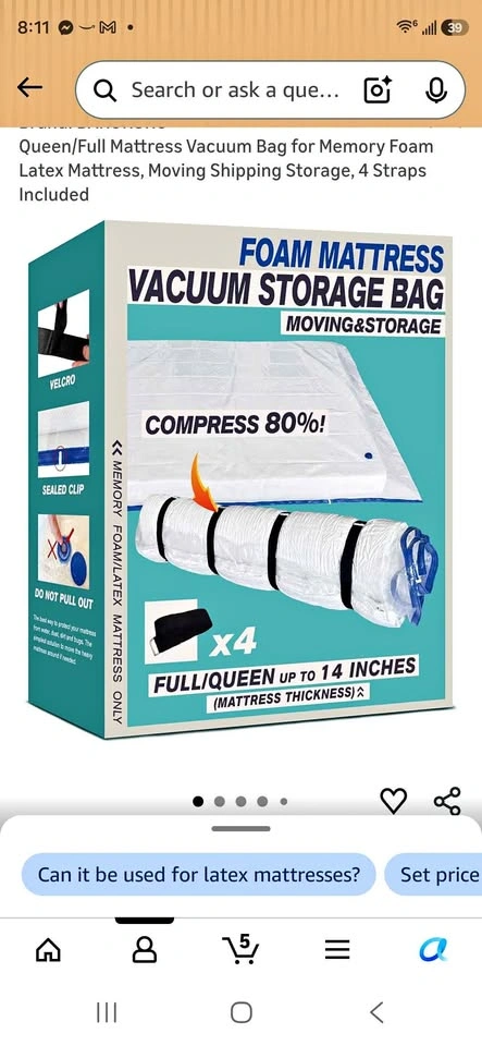 Foam Mattress Vacuum Storage Bag
