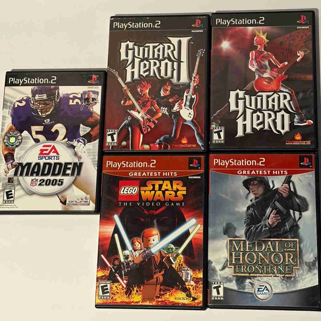 PS2 Games - Madden 05, Guitar Hero 1 & 2, Lego Star Wars, Medal